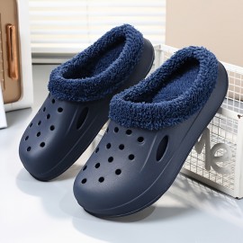 Men's Winter House Clogs,  Casual Non Slip Breathable Slip-on Soft Sole Sandal Slippers With Fuzzy Lining For Walking